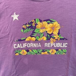 Home Free  Women's Graphic T Shirt Purple Size 2X California Poppies Bear